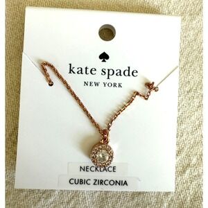 Kate Spade "You're A Gem" Pave Halo Pendant Necklace (KK012) – Rose Gold | CZ